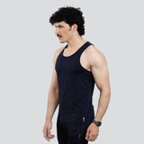 Flush Fashion - Men's Athleisure Tank Tops Sleeveless T-Shirts For Workout Navy Blue