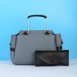 Shein - Women Two Color Handbag With Wallet Grey/Black