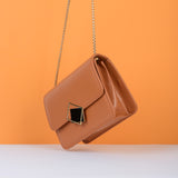 Shein - Square Flap Bag Decorated With Chain And Metal Brown