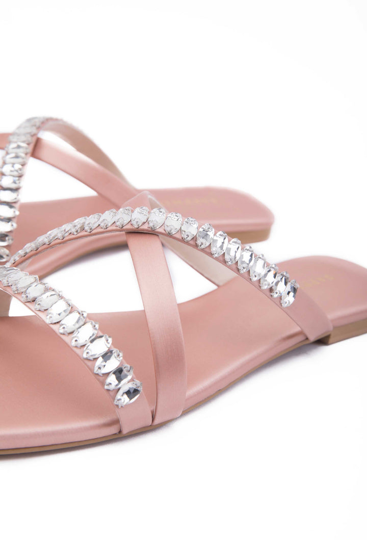 Sapphire Embellished Flats Pink