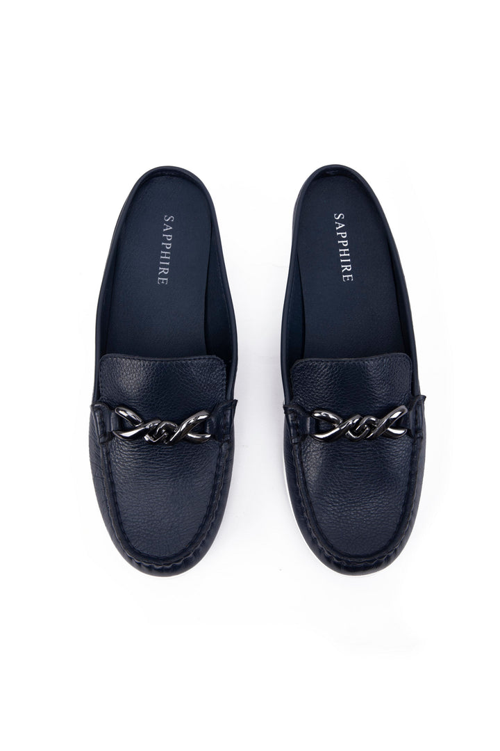 Sapphire Blue Leather Mules