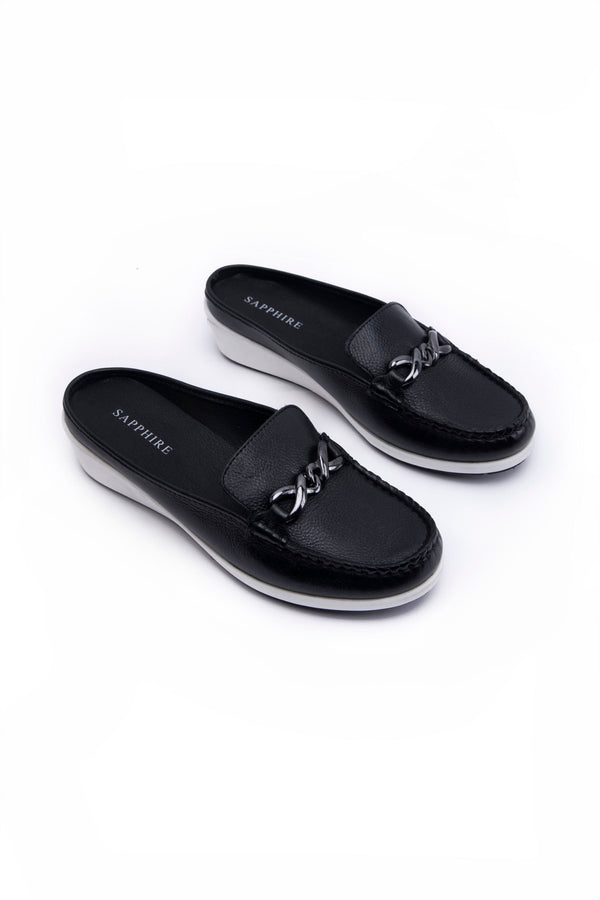 Sapphire Black Leather Loafers