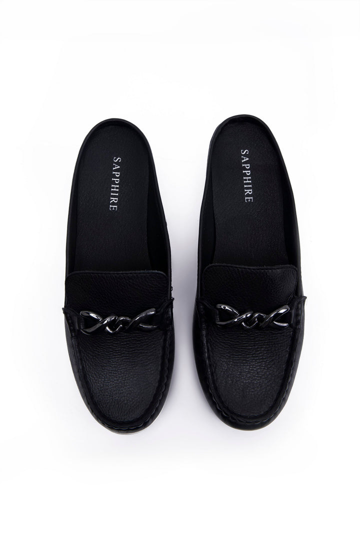 Sapphire Black Leather Loafers