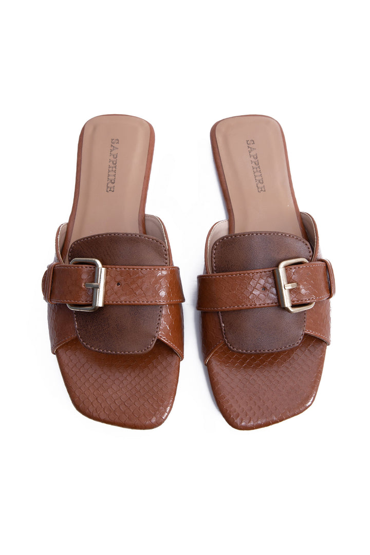 Sapphire Buckled Flats Tan