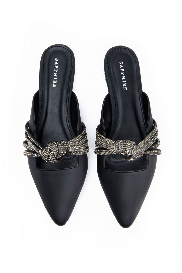 Sapphire Embellished Flats Black