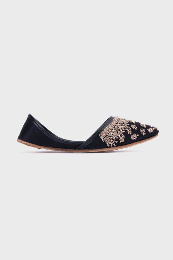 Sapphire Embellished Velvet Khussas Black