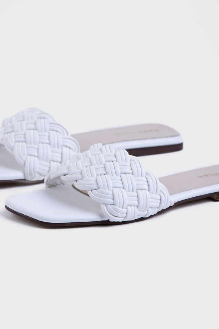 Sapphire White Textured Flats