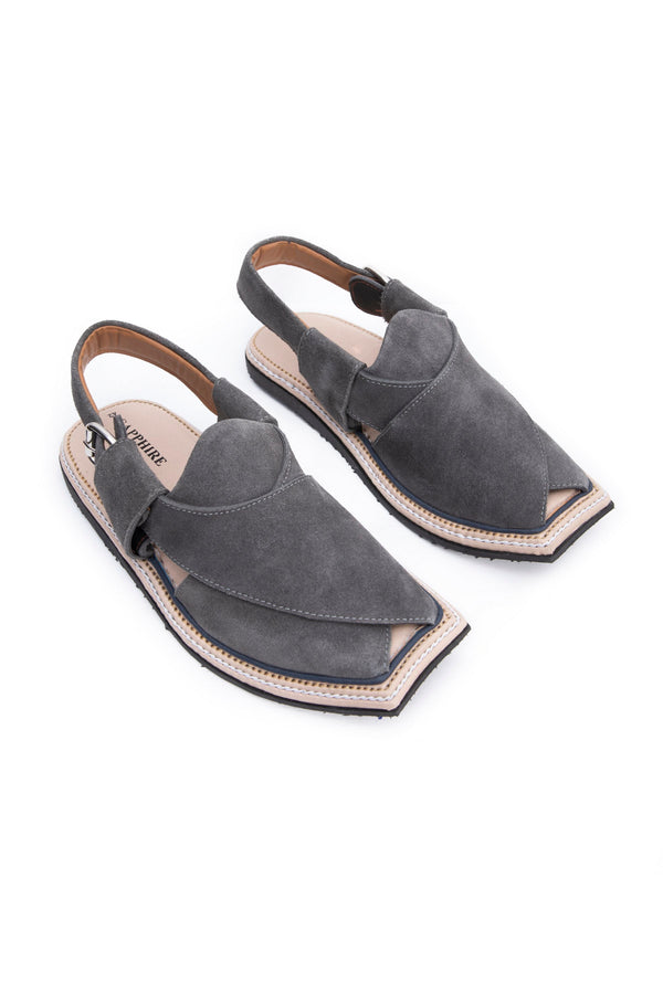 Sapphire Leather Peshawari Chappals Grey