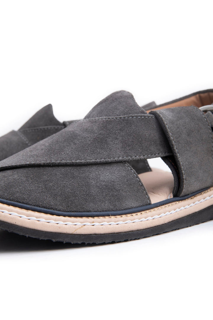 Sapphire Leather Peshawari Chappals Grey