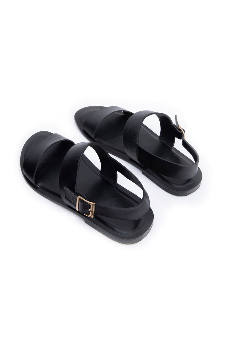 Sapphire Leather Sandals Black