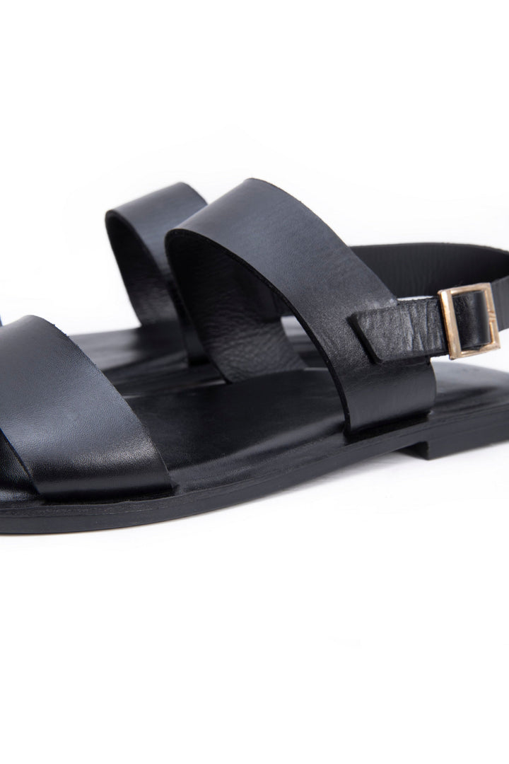 Sapphire Leather Sandals Black