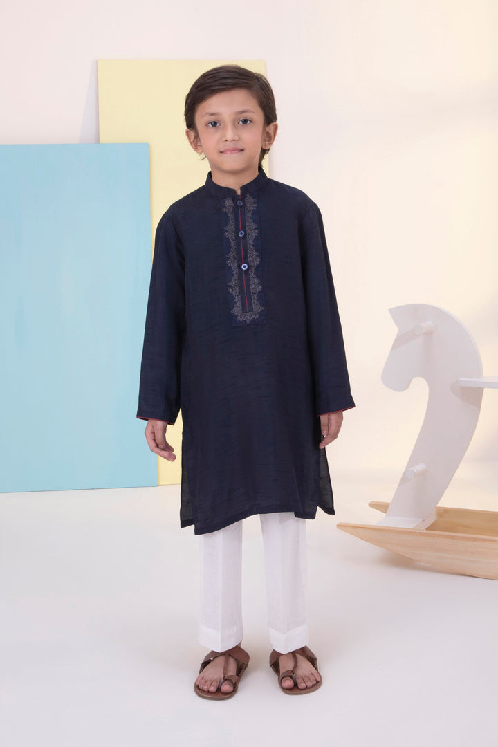 Sapphire- Embroidered Raw Silk Kurta