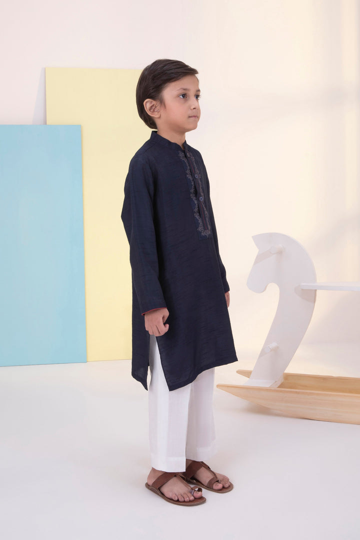 Sapphire- Embroidered Raw Silk Kurta