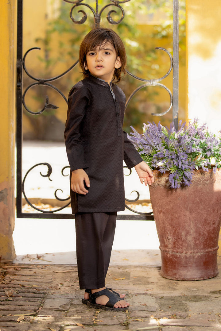 Black Jacquard Kurta Kids Kids East