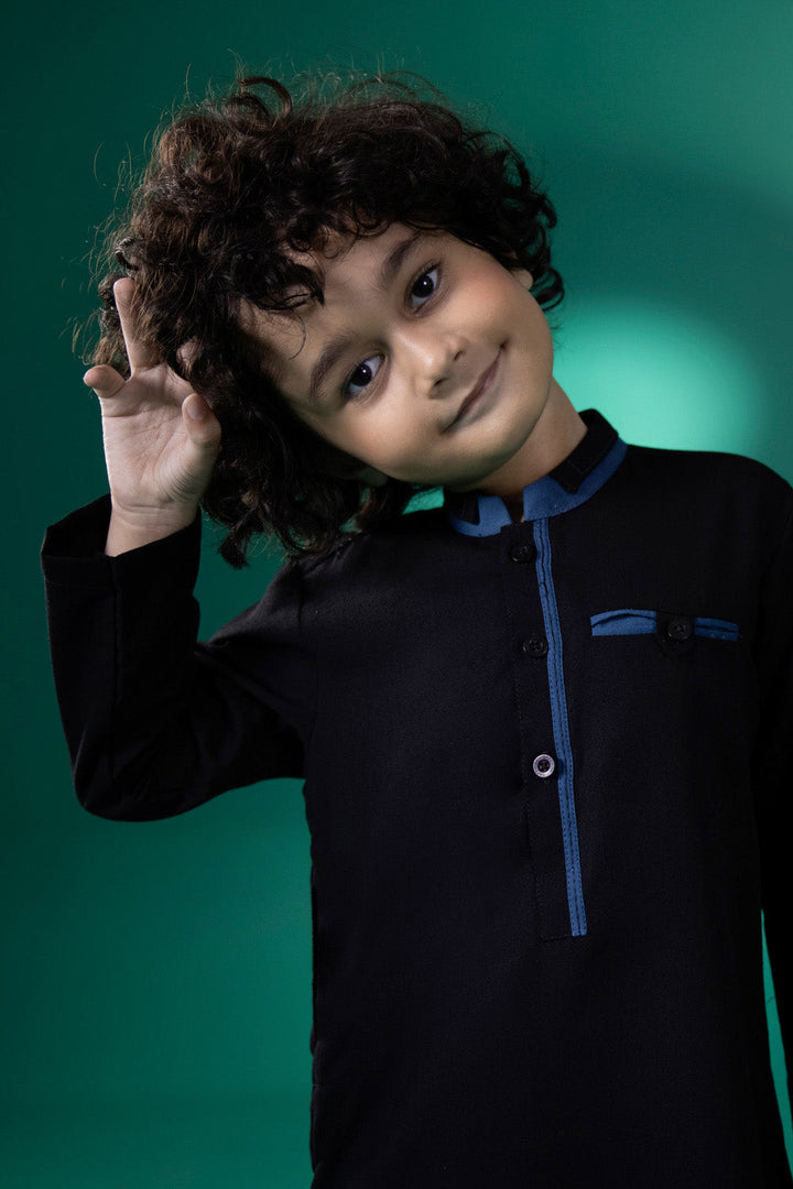 Kids Black Ayudia Kurta 000002291BK2