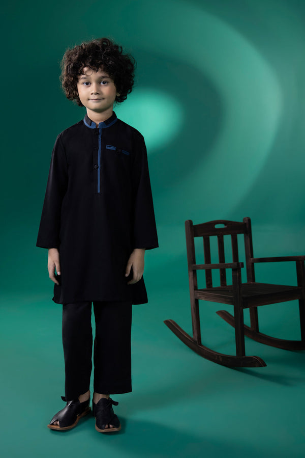 Kids Black Ayudia Kurta 000002291BK2