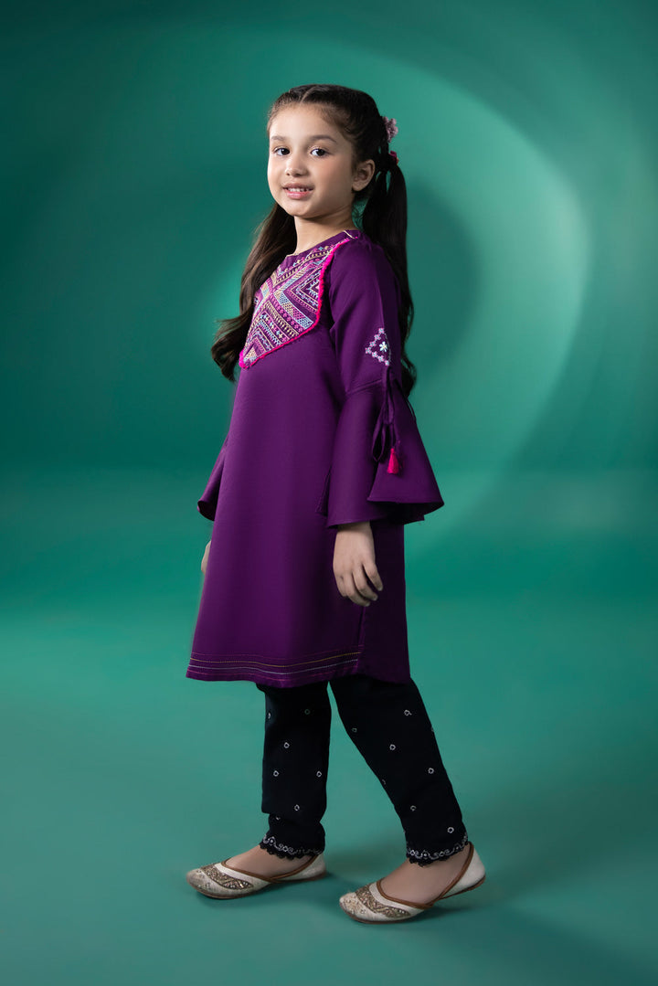 Kids Purple Embroidered Twill Shirt 000002291GK1