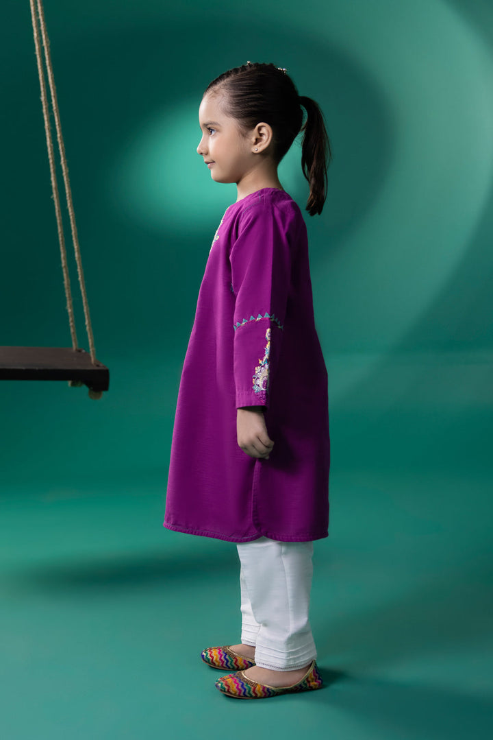 Kids Pink Embroidered Khaddar shirt 000002291GK4