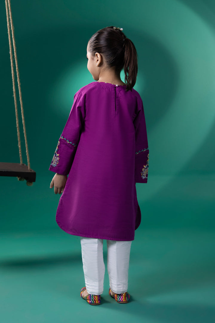 Kids Pink Embroidered Khaddar shirt 000002291GK4