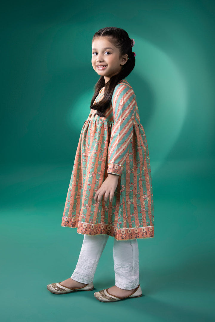 Kids Peach Printed Khaddar Shirt 000002291GK9