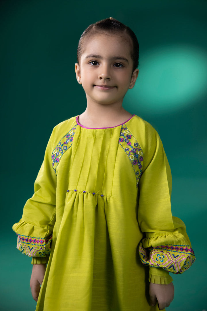 Kids Green Embroidered Khaddar shirt 00002291GK12