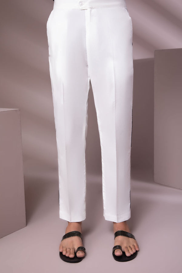 Sapphire White Cotton Trousers