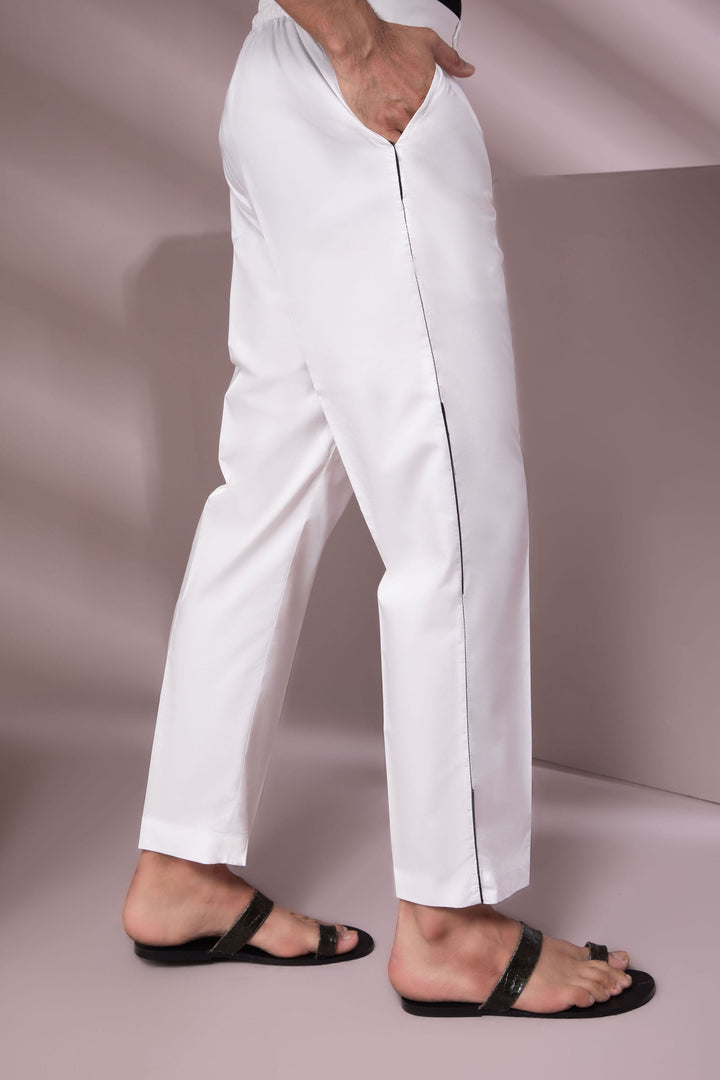 Sapphire White Cotton Trousers