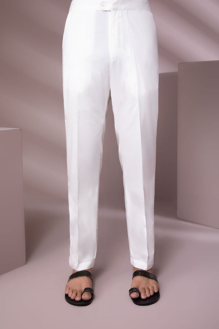 Sapphire Off-White Cotton Trousers