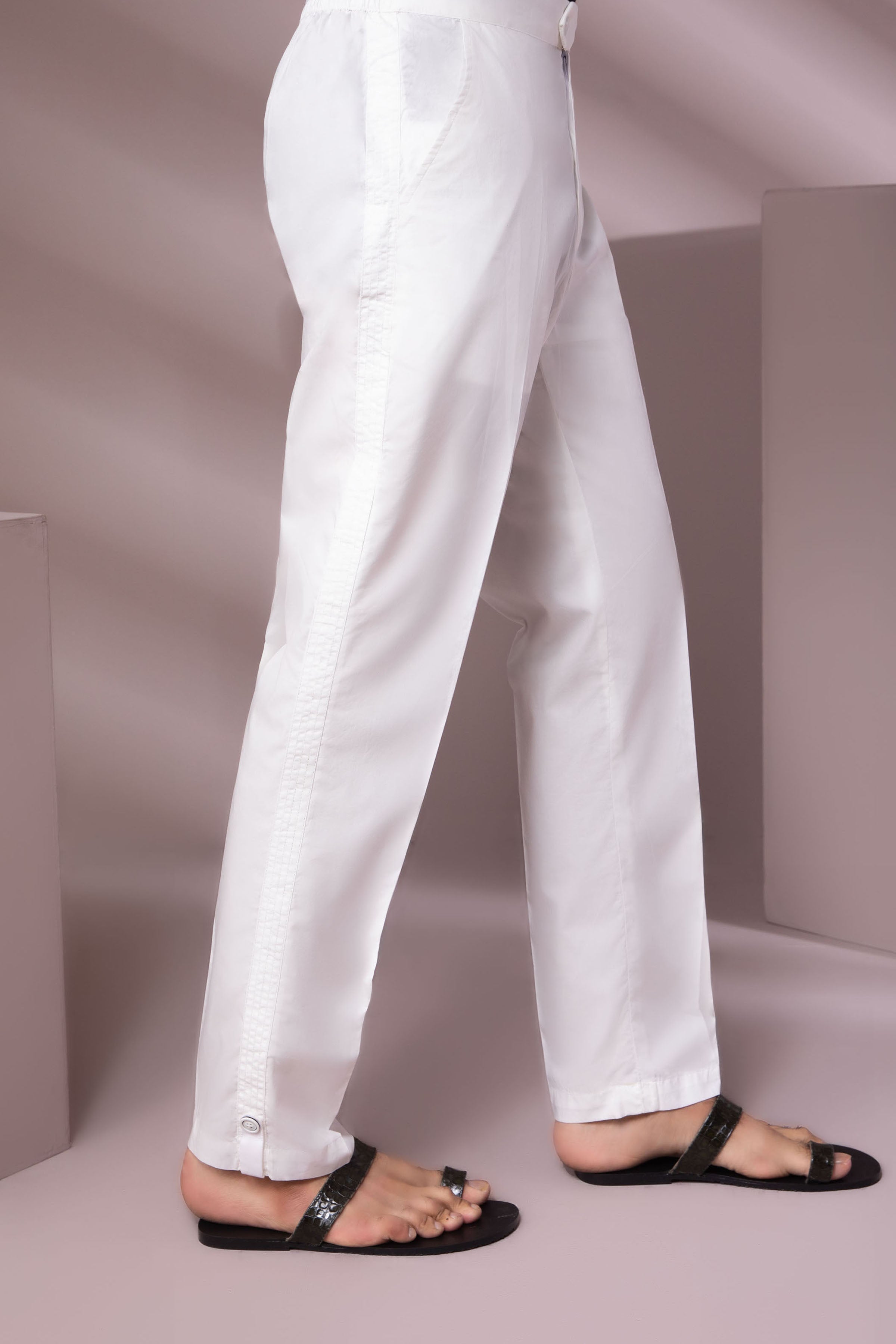 Sapphire Off-White Cotton Trousers