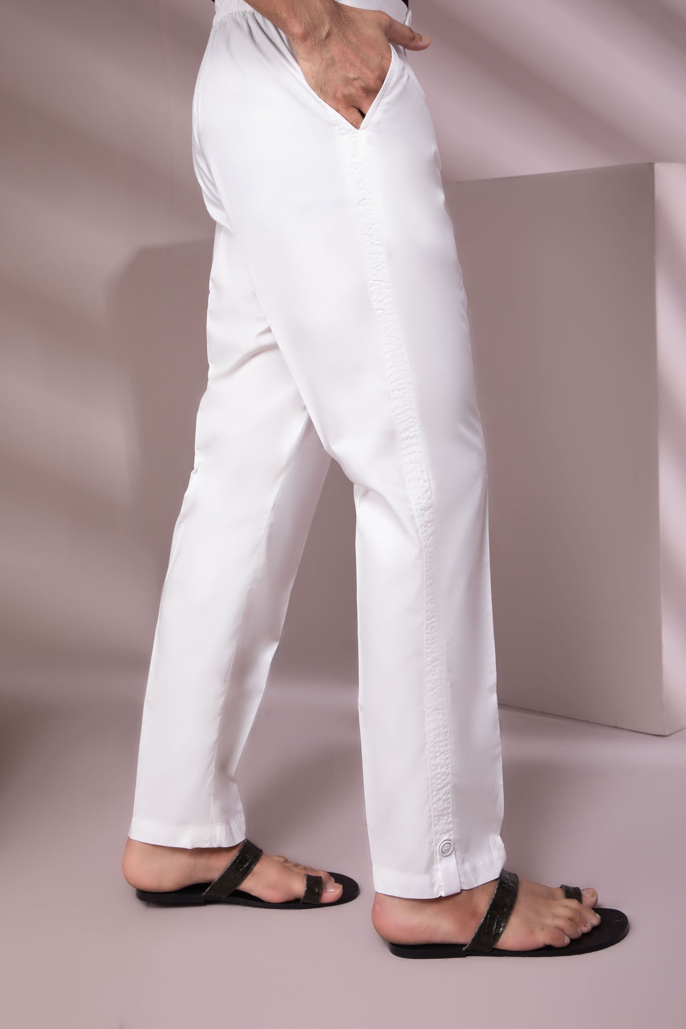 Sapphire Off-White Cotton Trousers