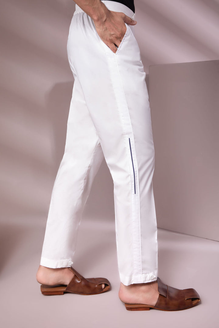 Sapphire White Cotton Trousers White