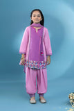 Kids Purple 3 Piece - Embroidered Khaddar Suit