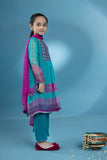 Kids Blue 3 Piece - Embroidered Chiffon Suit