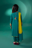 Kids Teal 3 piece - Embroidered Raw silk Suit 0002293PGSF3