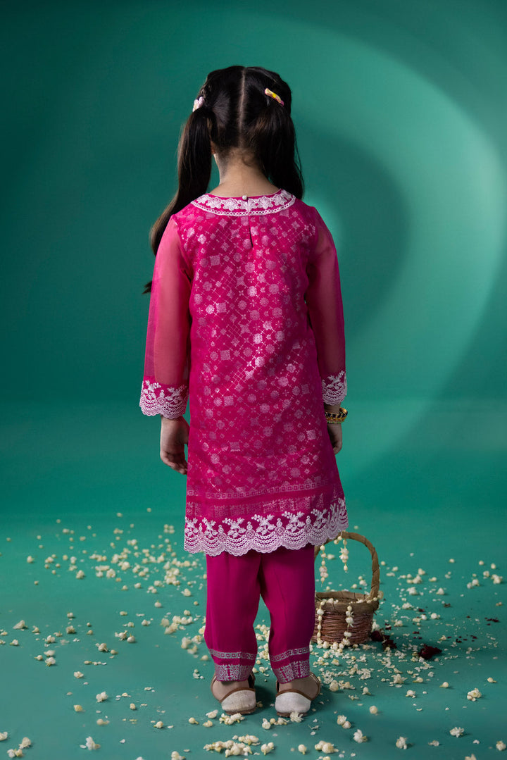 Kids Pink 2 Piece - Embroidered Organza Suit 0002293PGSF7