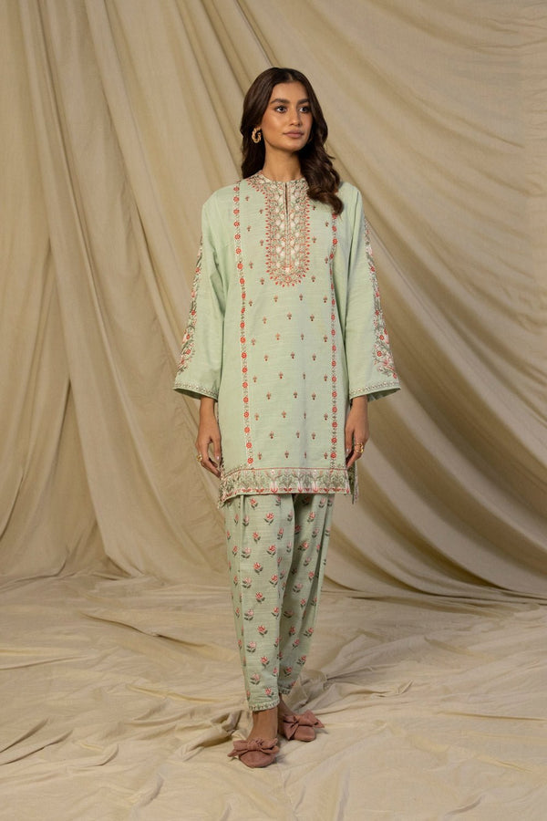 Sapphire- 2 Piece - Embroidered Khaddar Suit