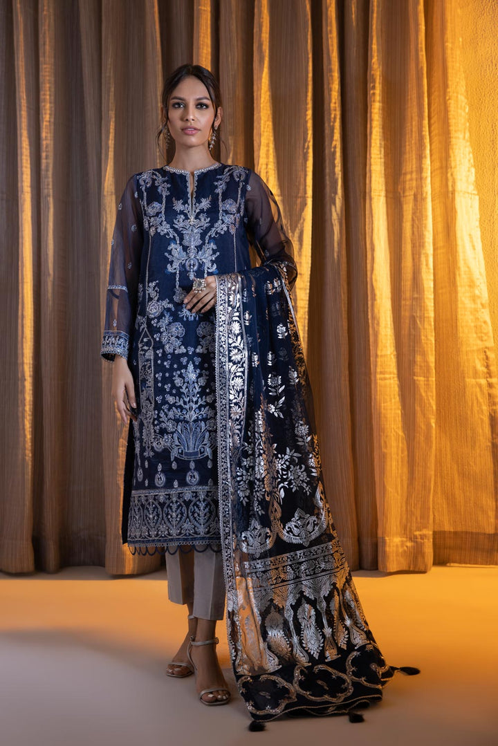 Sapphire- 2 Piece - Embroidered Net Suit