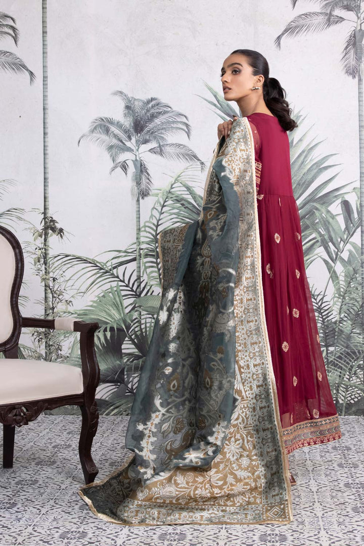 Sapphire 3 Piece - Embroidered Chiffon Suit Green