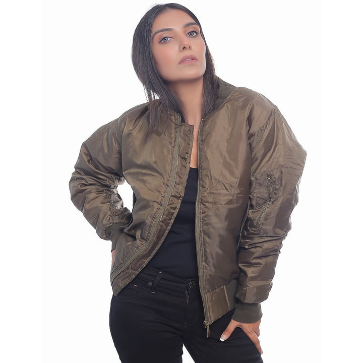 VYBE- Mock Zipper - Army Green