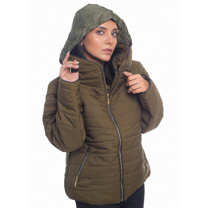 VYBE- Bubble With Hood Zipper- Army Green