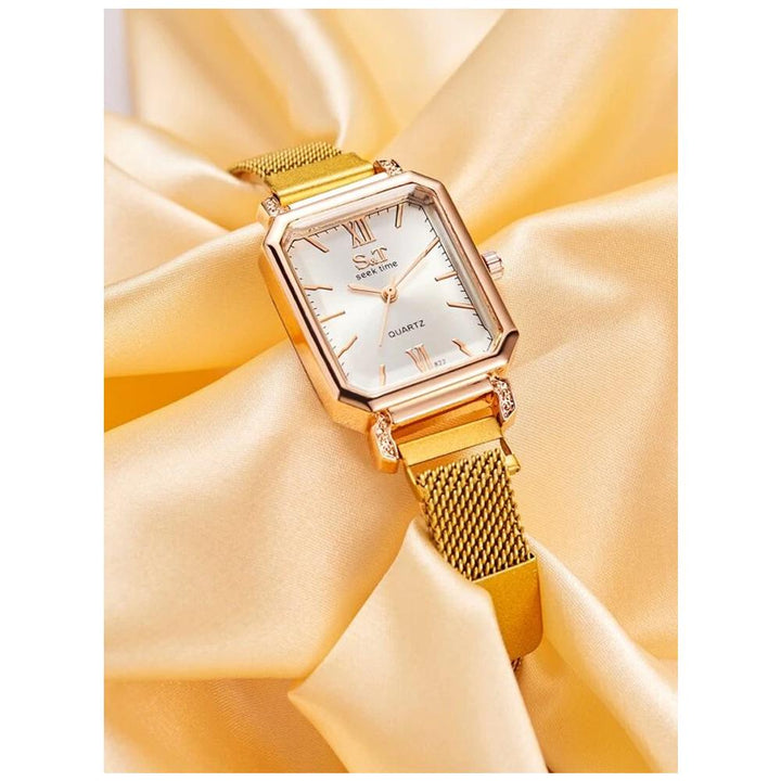 Shein-  Mesh Strap Quartz Watch- Gold