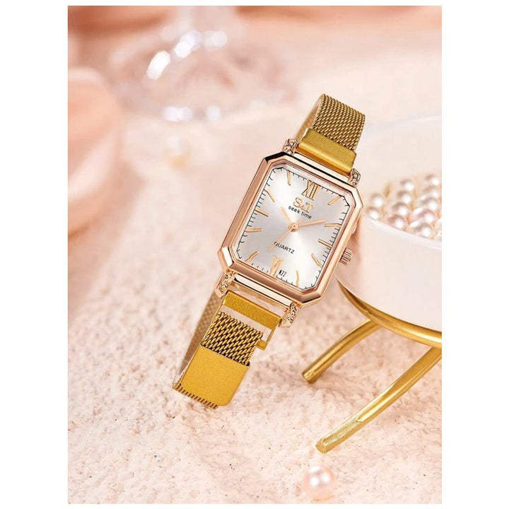 Shein-  Mesh Strap Quartz Watch- Gold