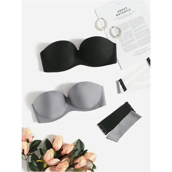 Shein- Solid Wireless Bra With Clear Strap