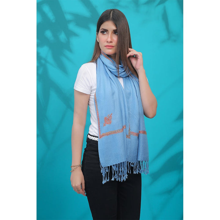 Pashmina Embroidered Stole- L.Blue