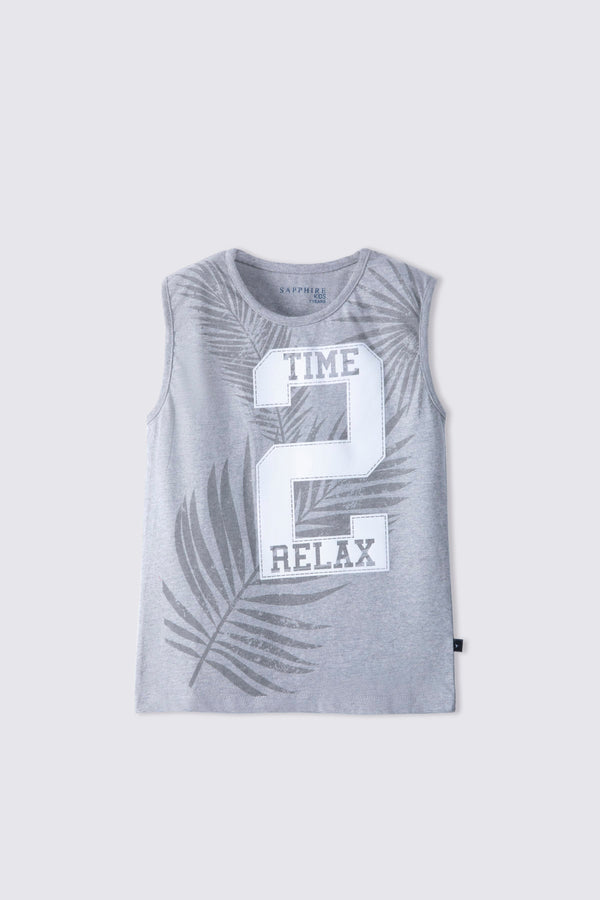 Sapphire Printed Sleeveless Vest Heather Grey