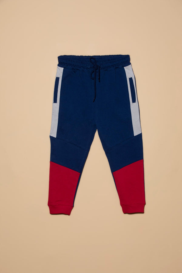 Sapphire Knit Jogger Pants Blue & Maroon