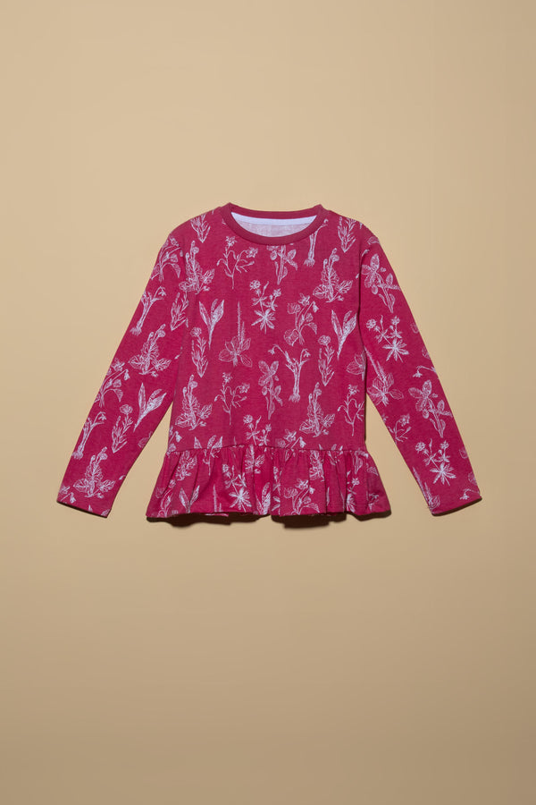 Sapphire Printed Peplum Top pink