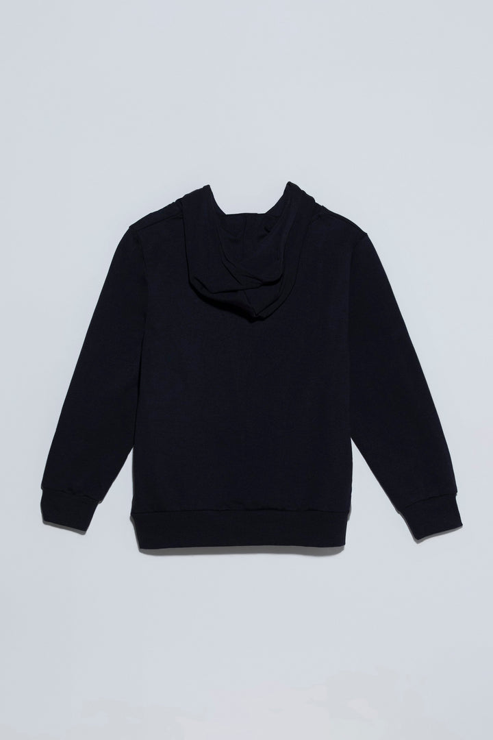 Sapphire Ribbed Cuff Hoodie Black