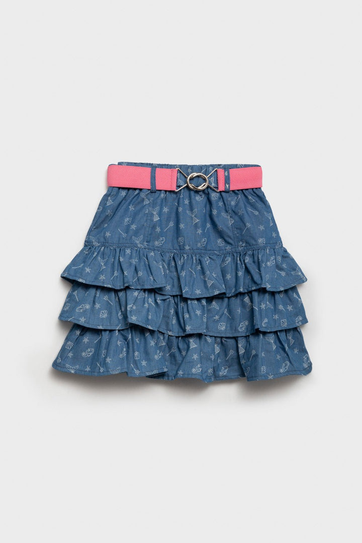 Sapphire- Tier Style Chambray Skirt