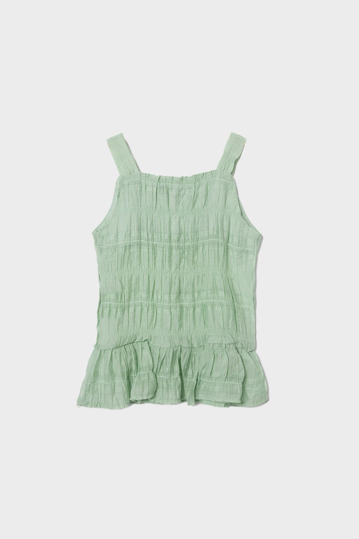 Girls Green Woven Blouse